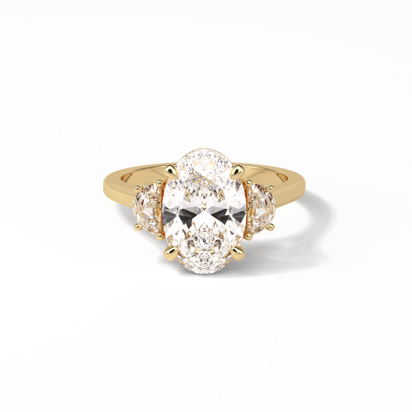 Oval Three Stones Lab Grown Diamond Engagement Ring