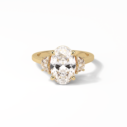Oval Three Stones Lab Grown Diamond Engagement Ring
