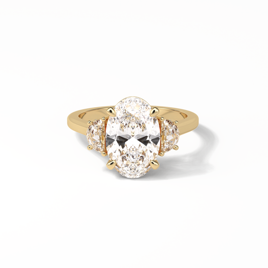 Oval Three Stones Lab Grown Diamond Engagement Ring