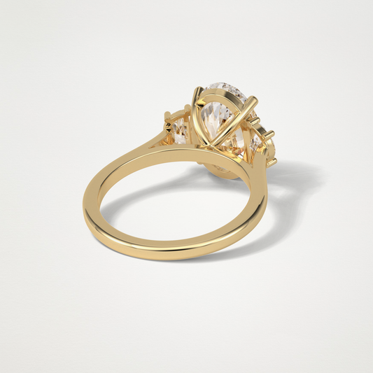Oval Three Stones Lab Grown Diamond Engagement Ring
