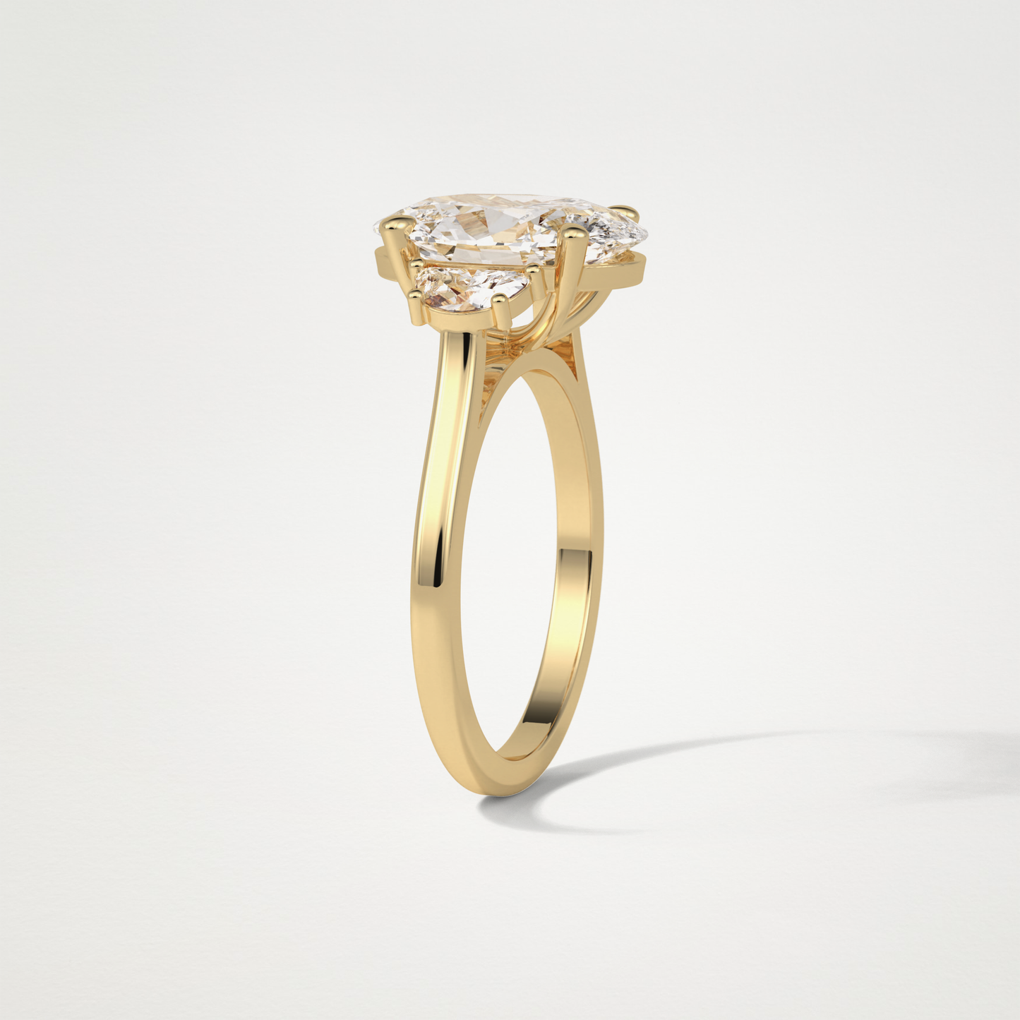 Oval Three Stones Lab Grown Diamond Engagement Ring