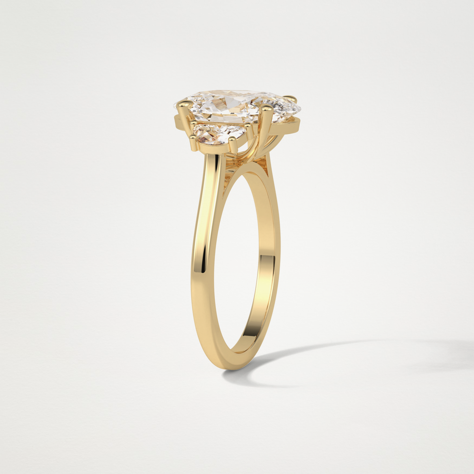 Oval Three Stones Lab Grown Diamond Engagement Ring