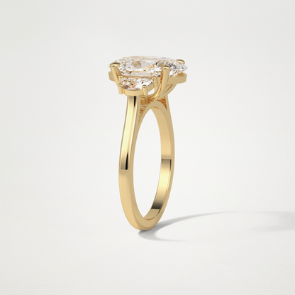 Oval Three Stones Lab Grown Diamond Engagement Ring