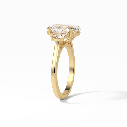 Oval Three Stones Lab Grown Diamond Engagement Ring