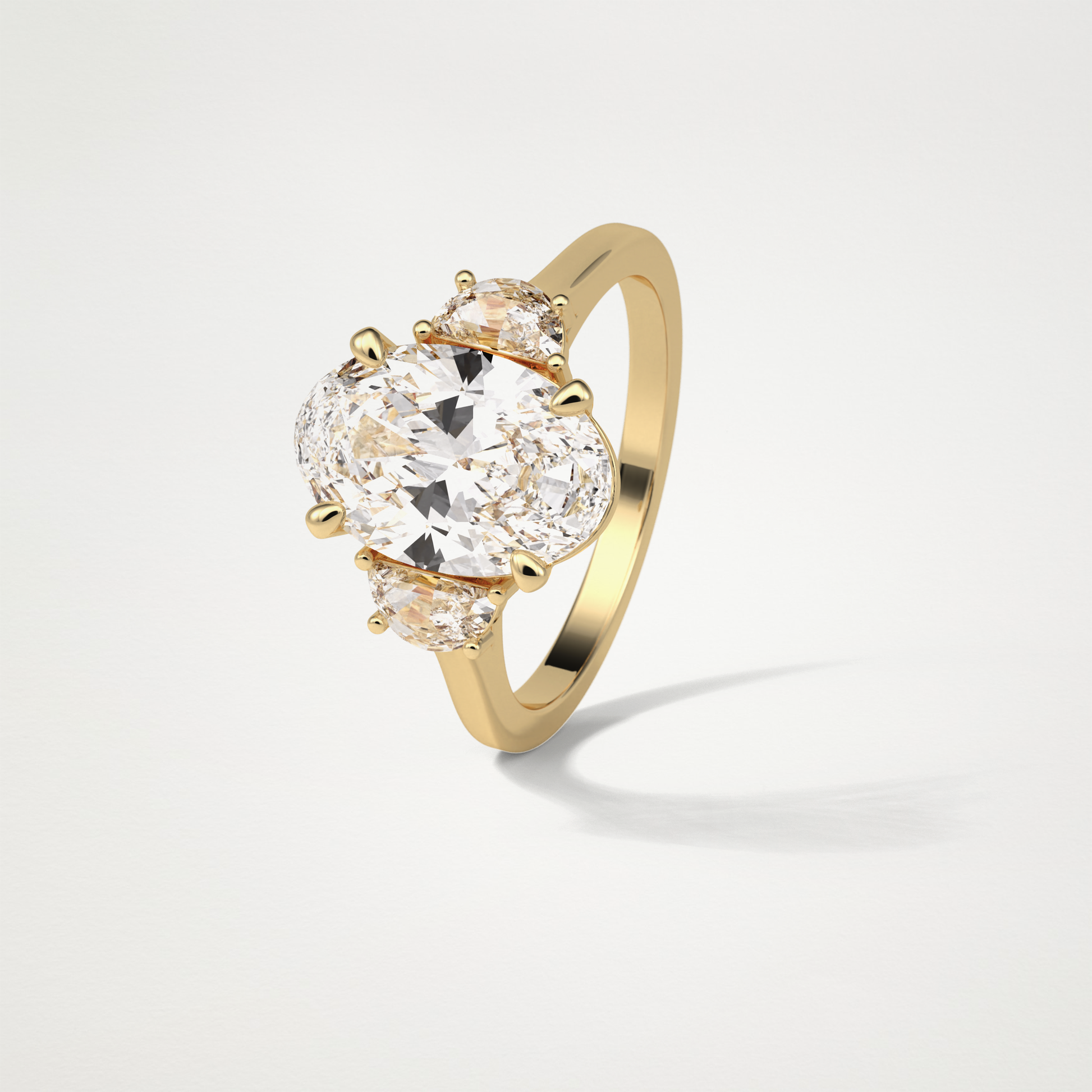Oval Three Stones Lab Grown Diamond Engagement Ring
