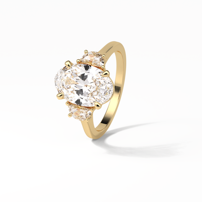 Oval Three Stones Lab Grown Diamond Engagement Ring