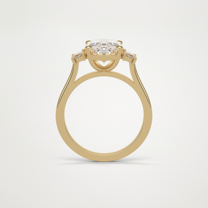 Oval Three Stones Lab Grown Diamond Engagement Ring