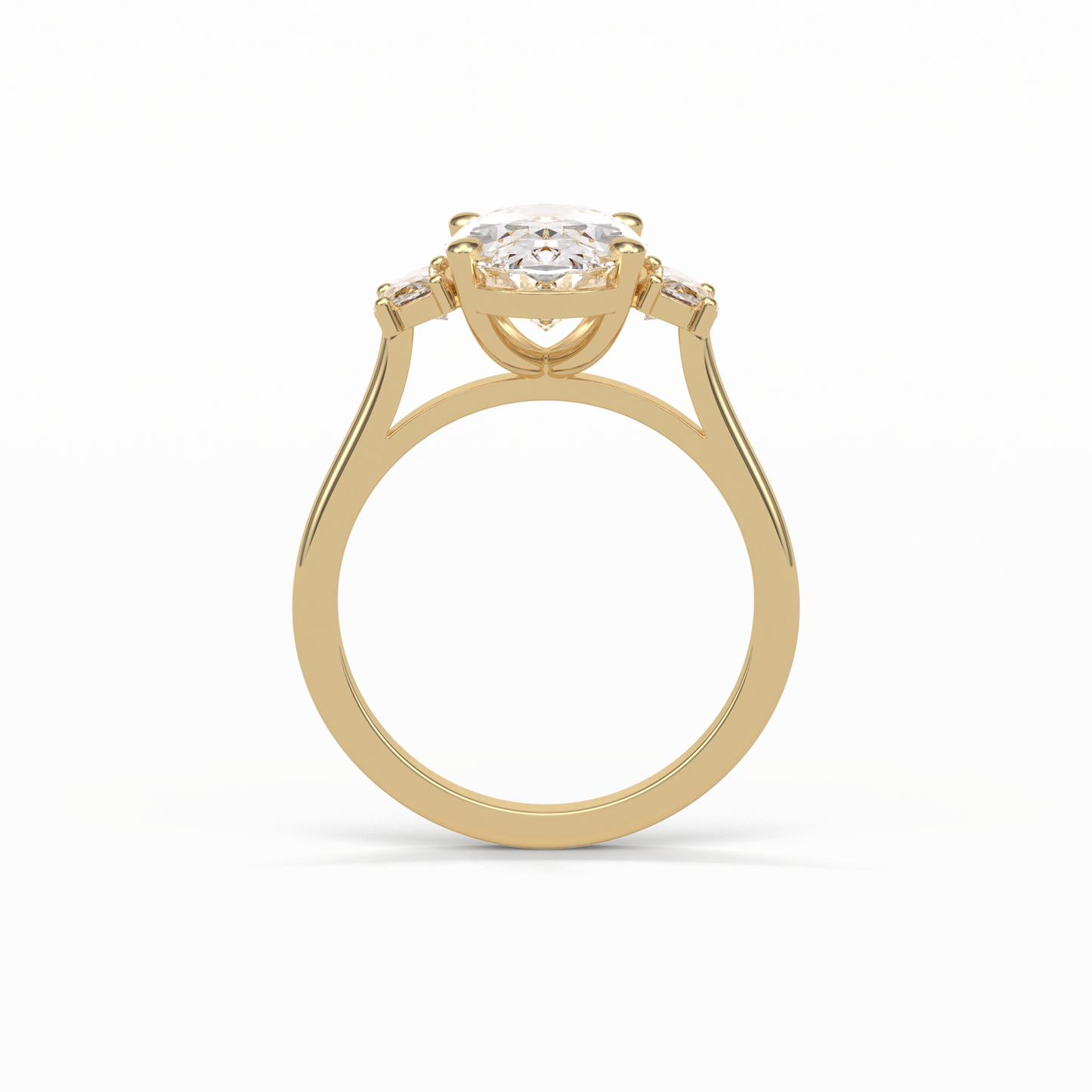 Oval Three Stones Lab Grown Diamond Engagement Ring