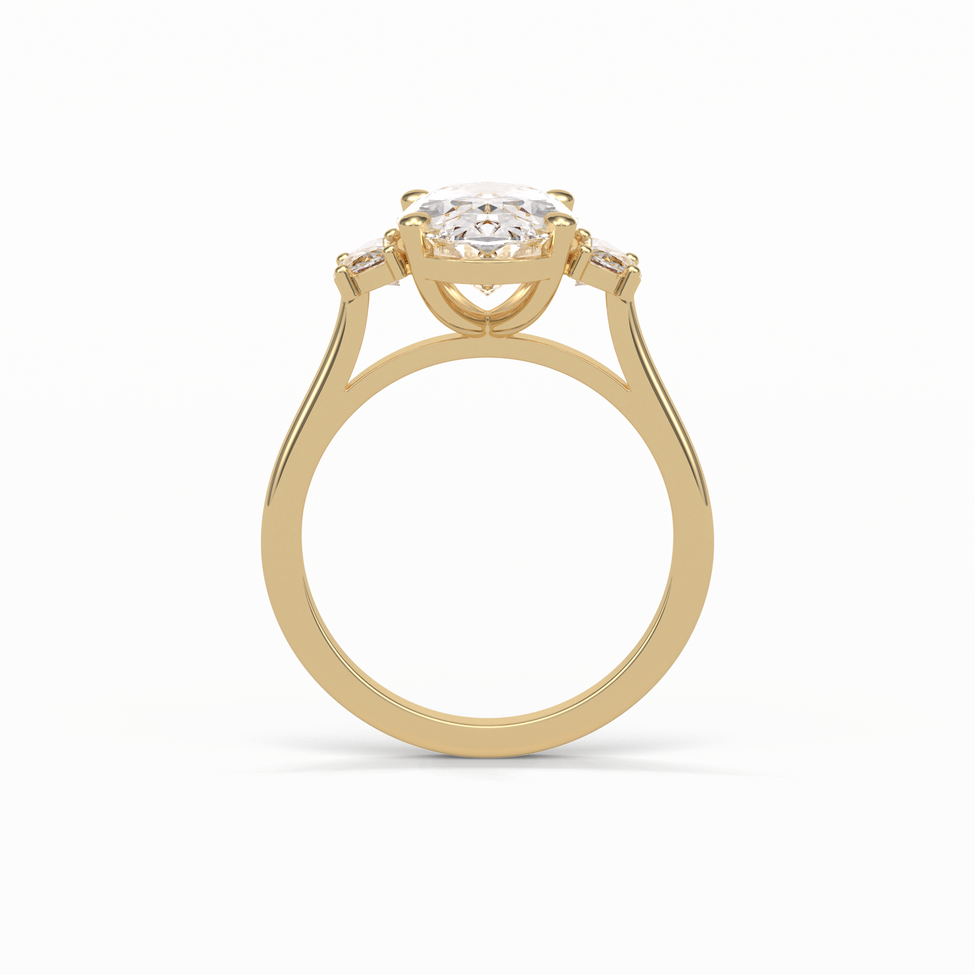 Oval Three Stones Lab Grown Diamond Engagement Ring