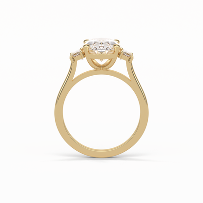 Oval Three Stones Lab Grown Diamond Engagement Ring