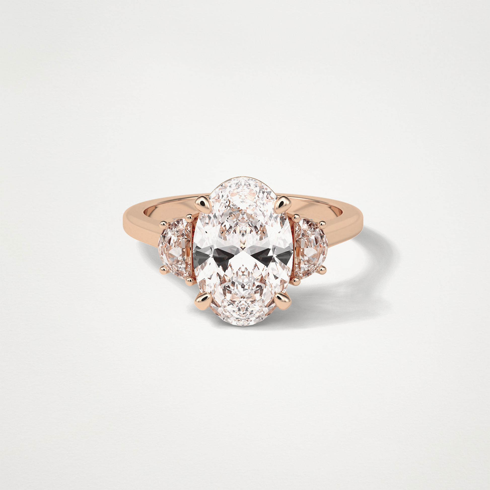 Oval Three Stones Lab Grown Diamond Engagement Ring