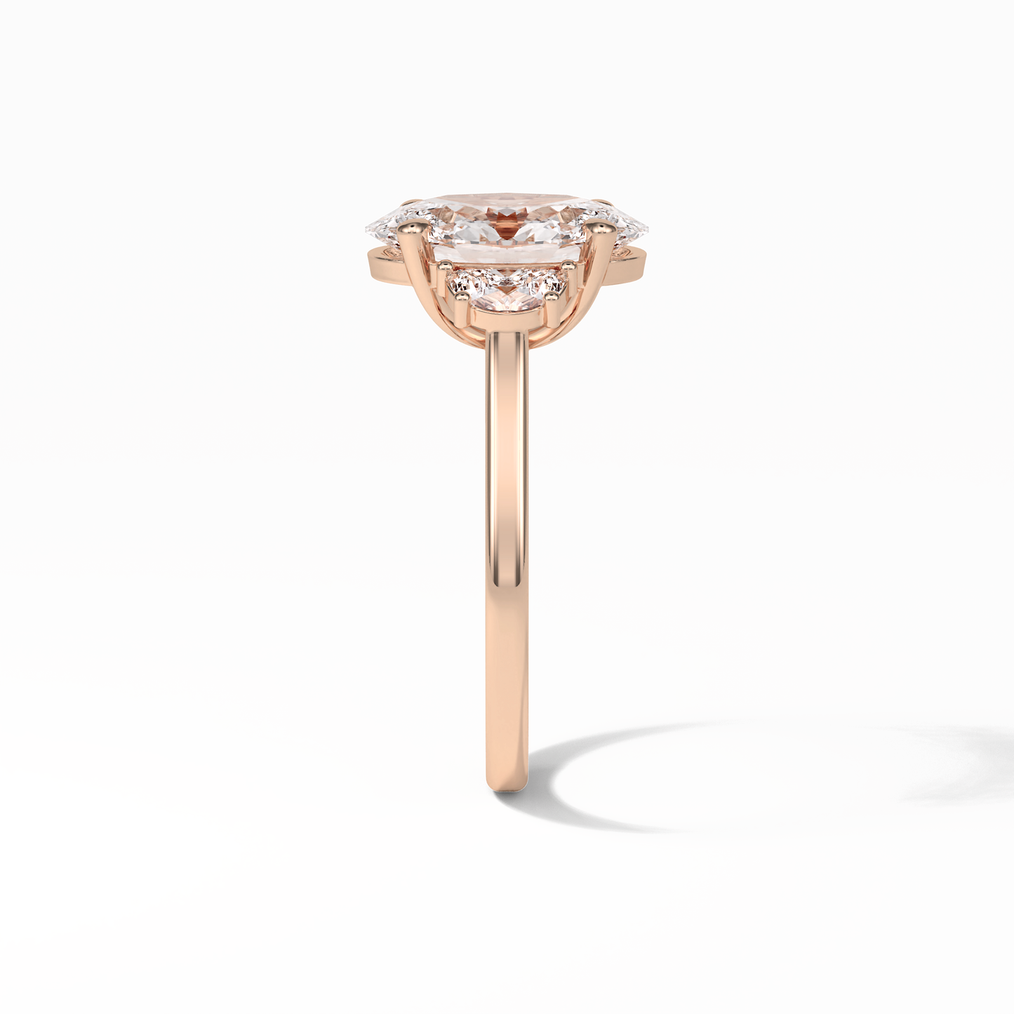 Oval Three Stones Lab Grown Diamond Engagement Ring