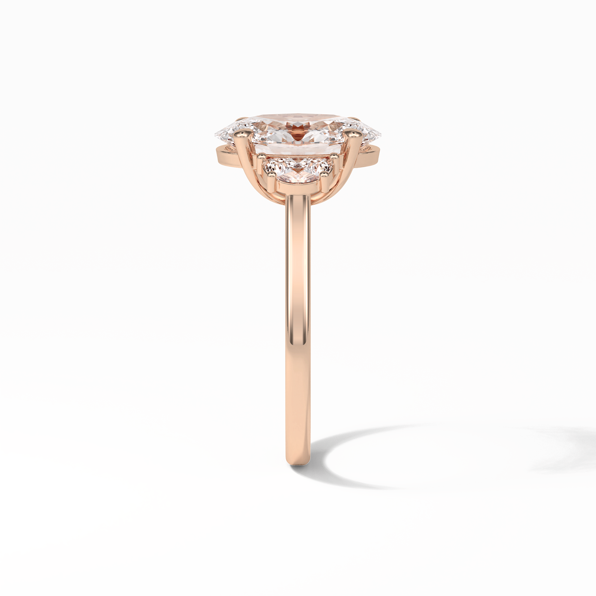 Oval Three Stones Lab Grown Diamond Engagement Ring