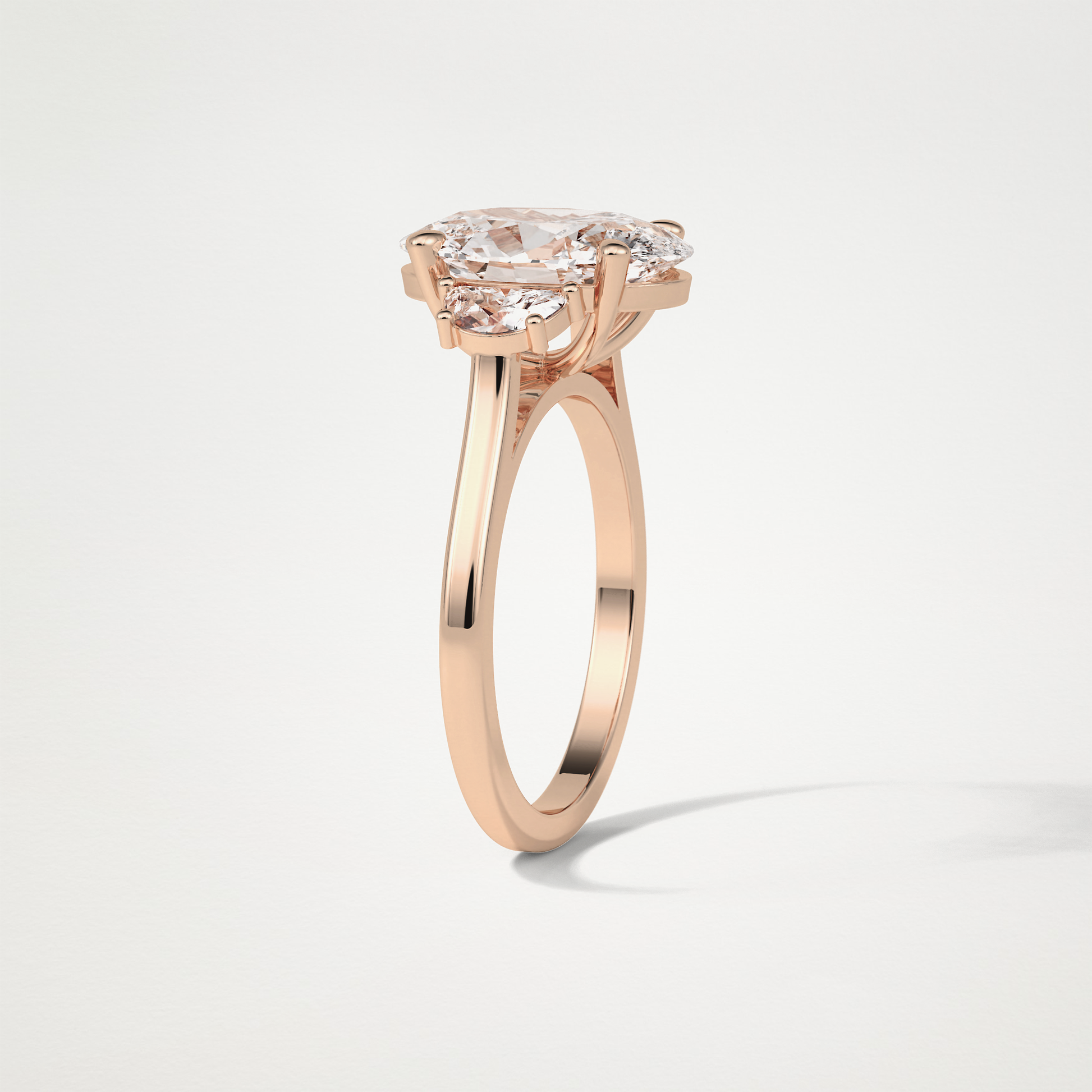 Oval Three Stones Lab Grown Diamond Engagement Ring