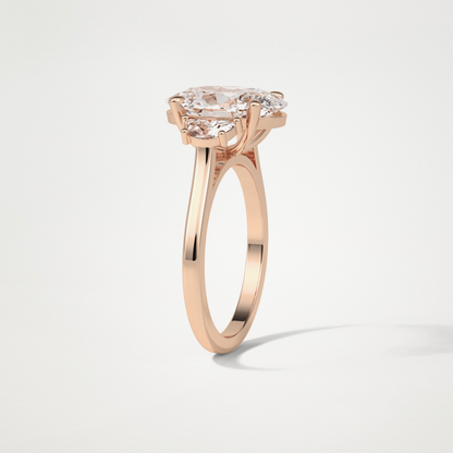 Oval Three Stones Lab Grown Diamond Engagement Ring