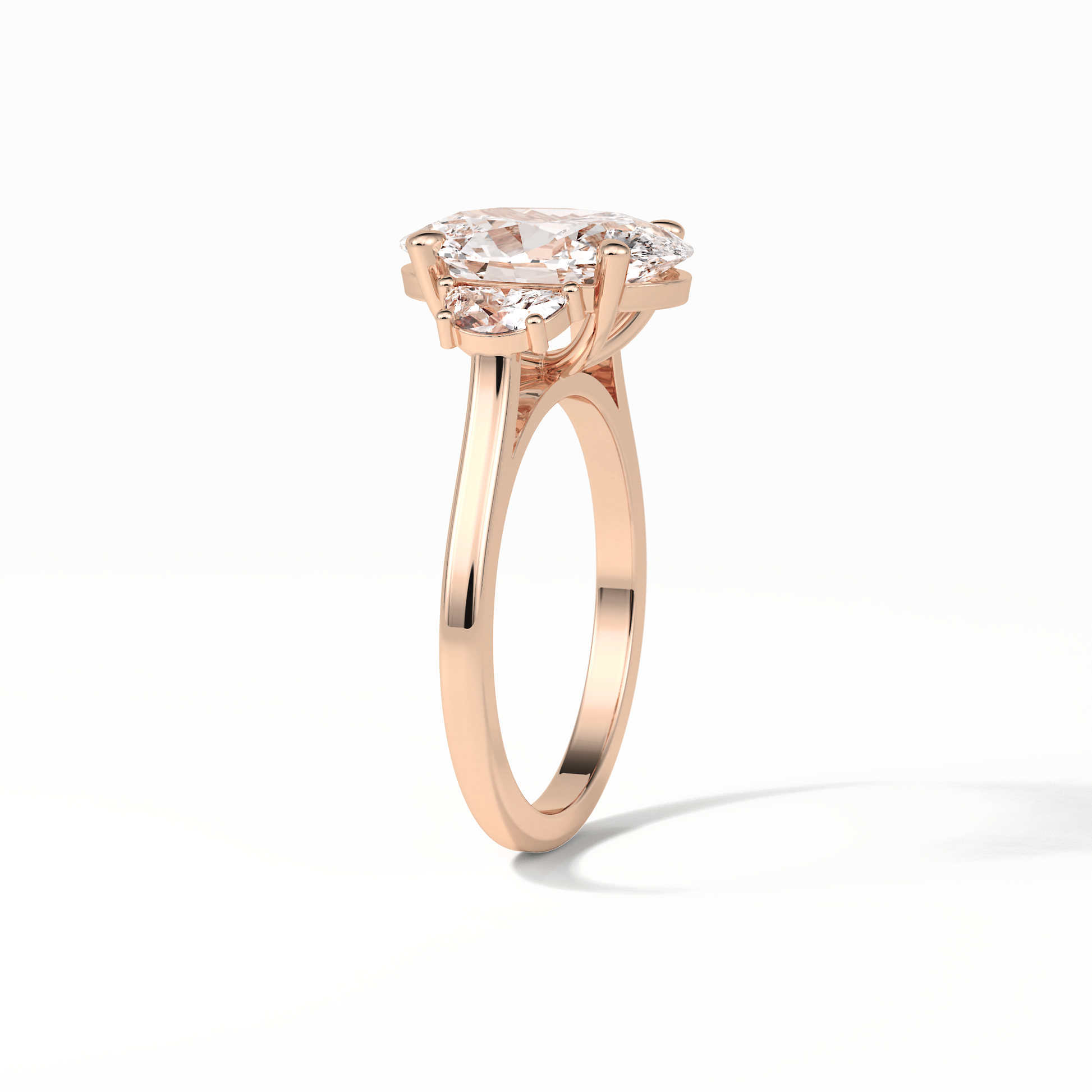 Oval Three Stones Lab Grown Diamond Engagement Ring