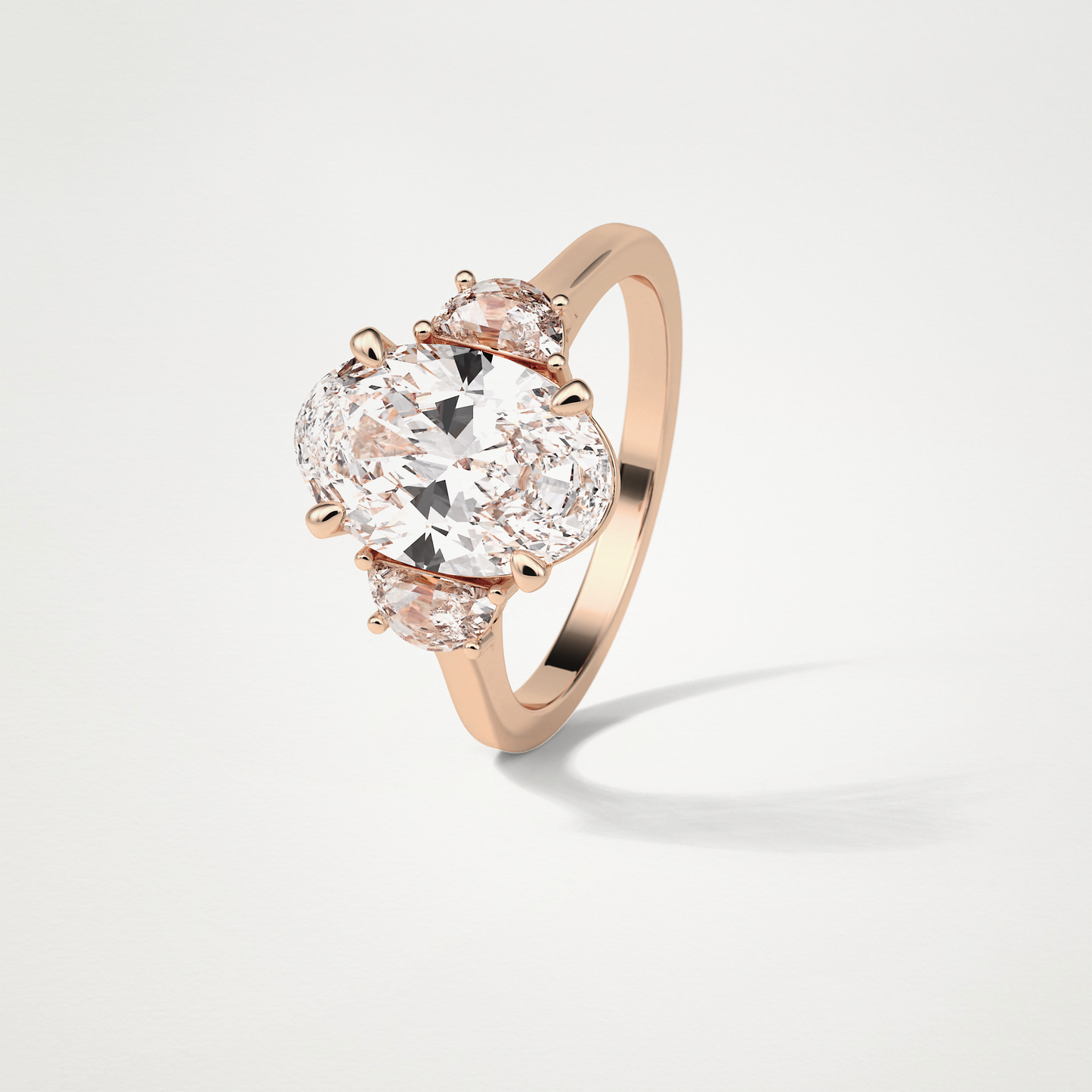 Oval Three Stones Lab Grown Diamond Engagement Ring