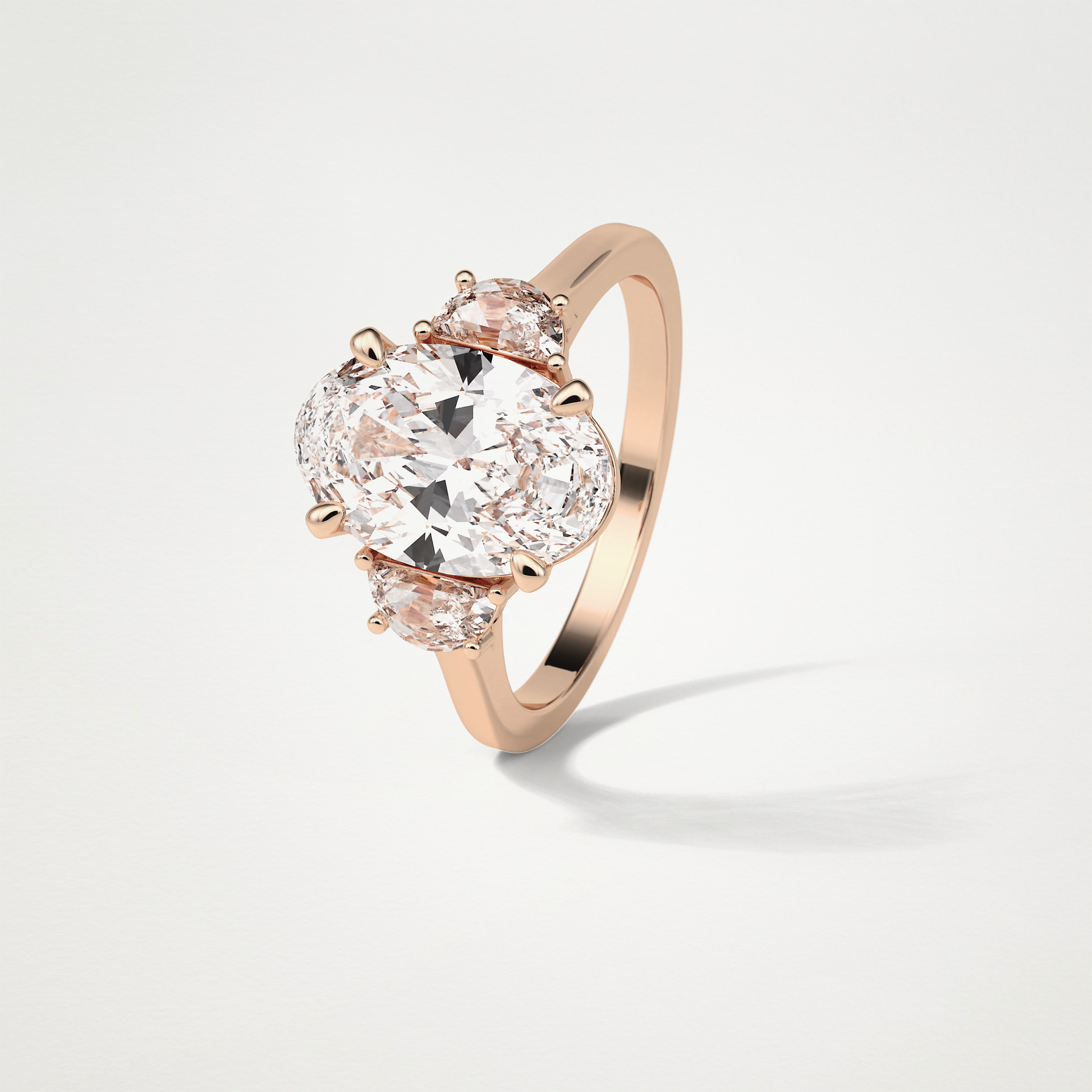Oval Three Stones Lab Grown Diamond Engagement Ring