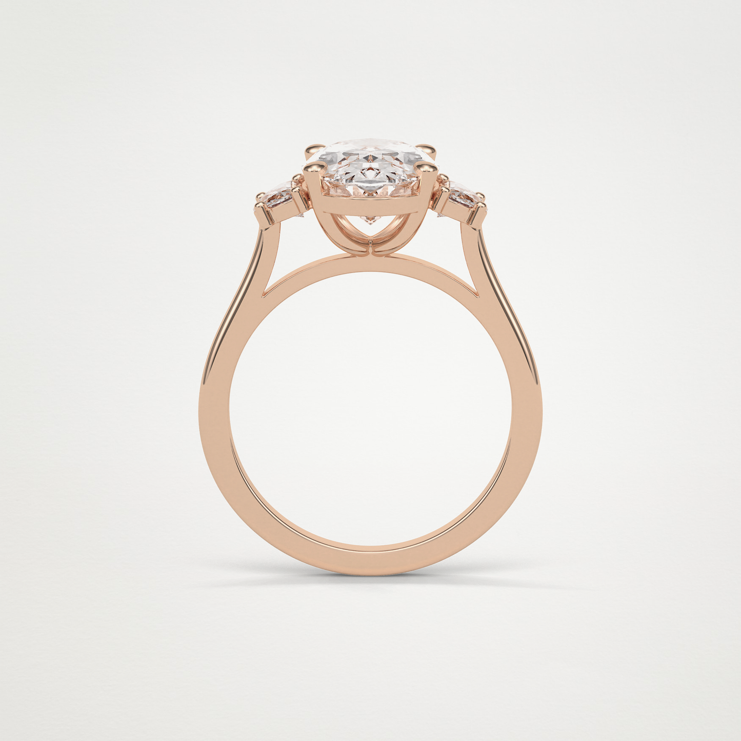 Oval Three Stones Lab Grown Diamond Engagement Ring