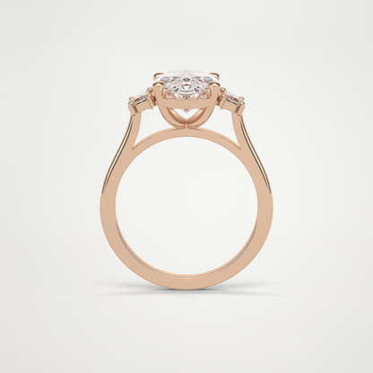 Oval Three Stones Lab Grown Diamond Engagement Ring
