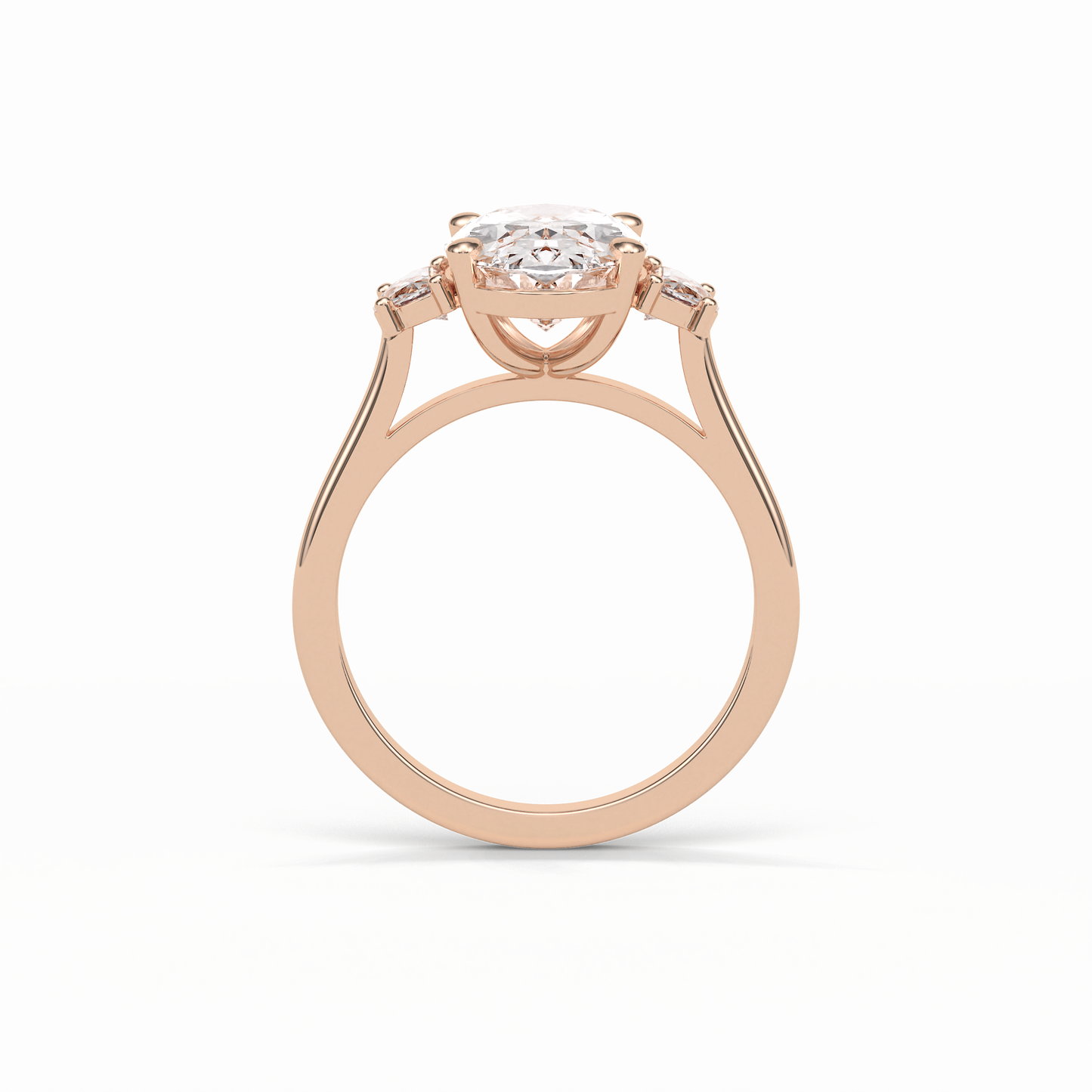Oval Three Stones Lab Grown Diamond Engagement Ring