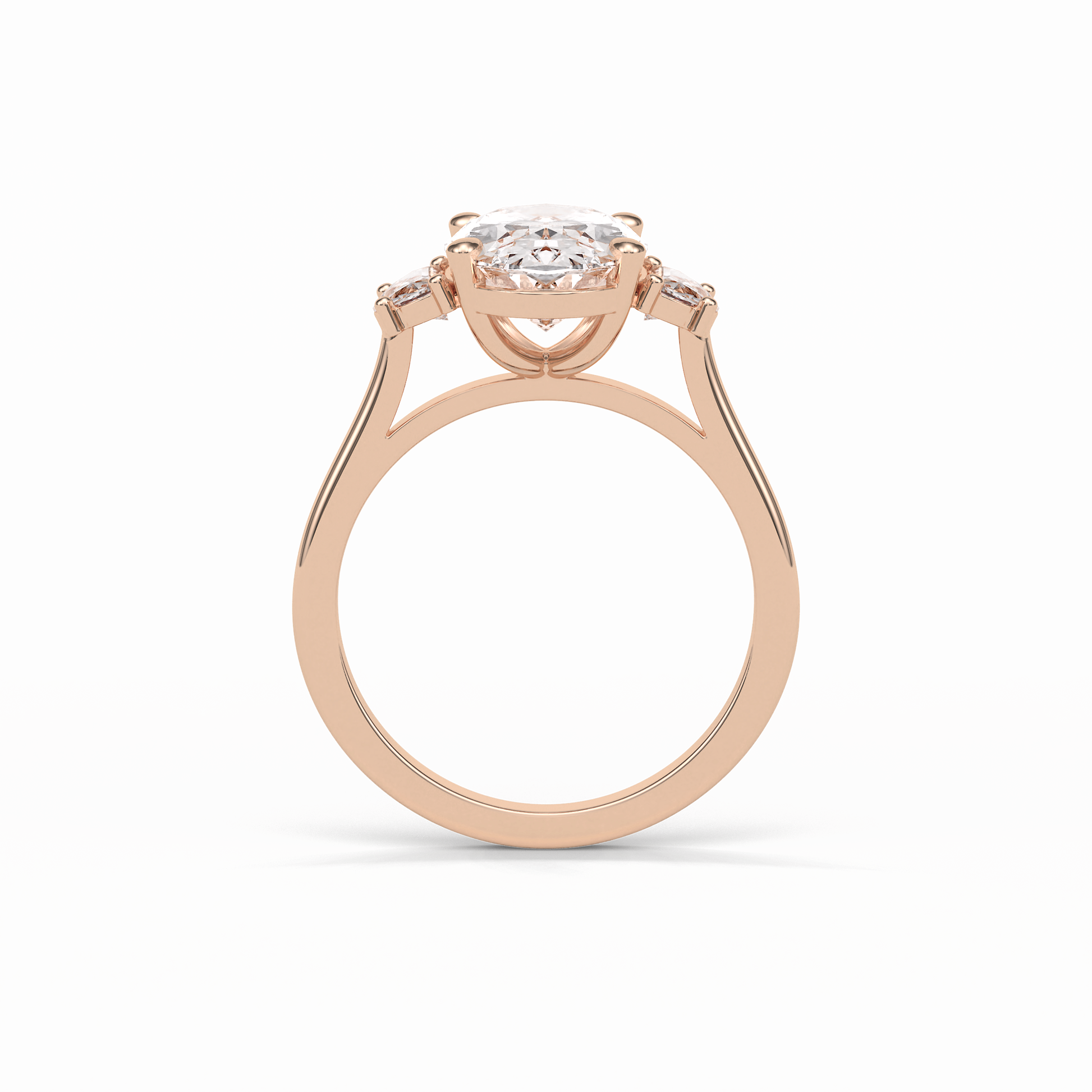 Oval Three Stones Lab Grown Diamond Engagement Ring