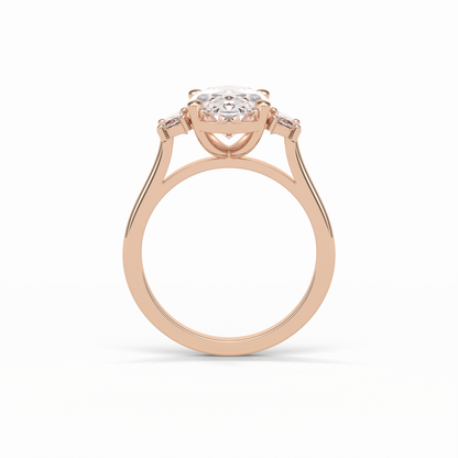 Oval Three Stones Lab Grown Diamond Engagement Ring