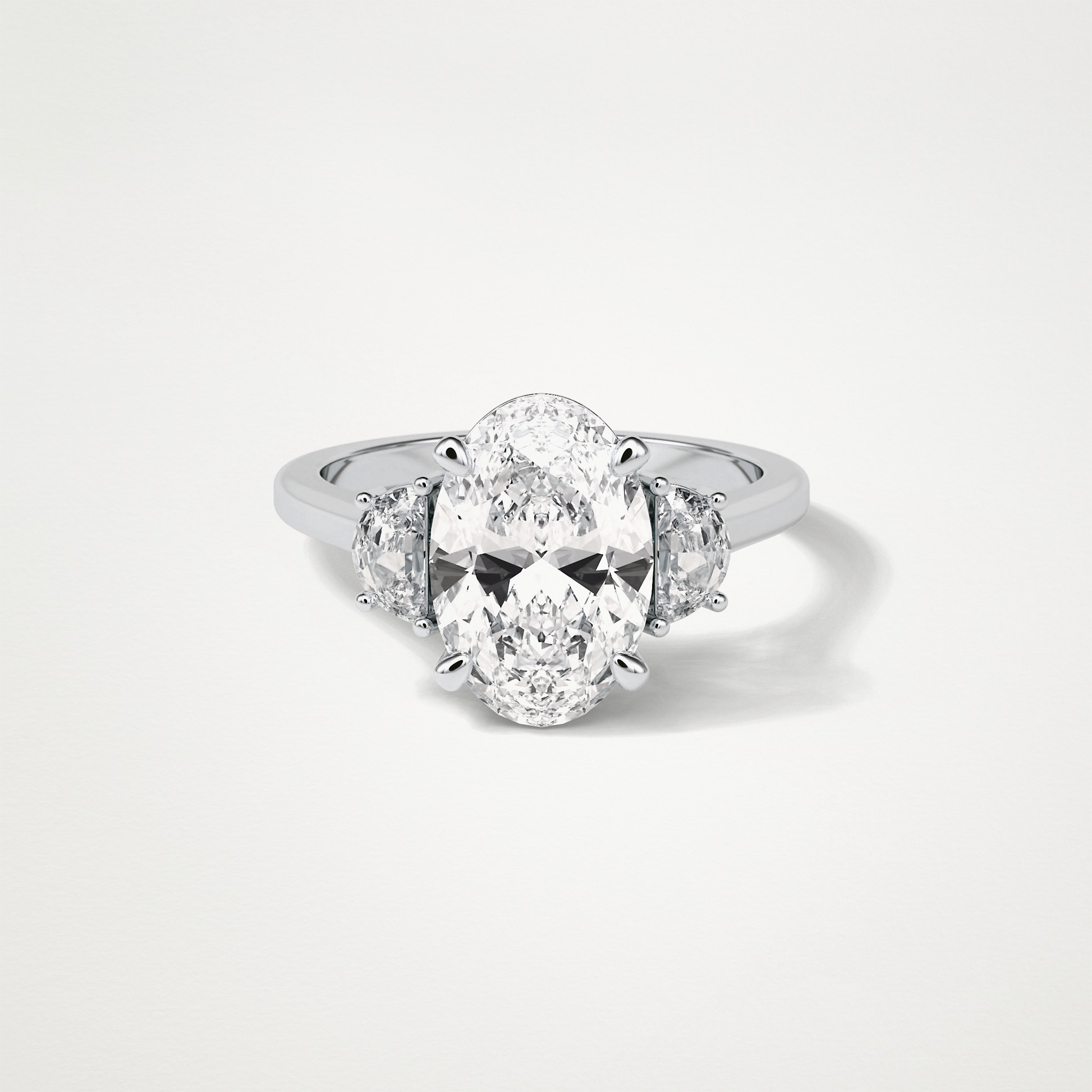 Oval Three Stones Lab Grown Diamond Engagement Ring