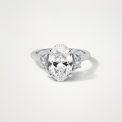 Oval Three Stones Lab Grown Diamond Engagement Ring