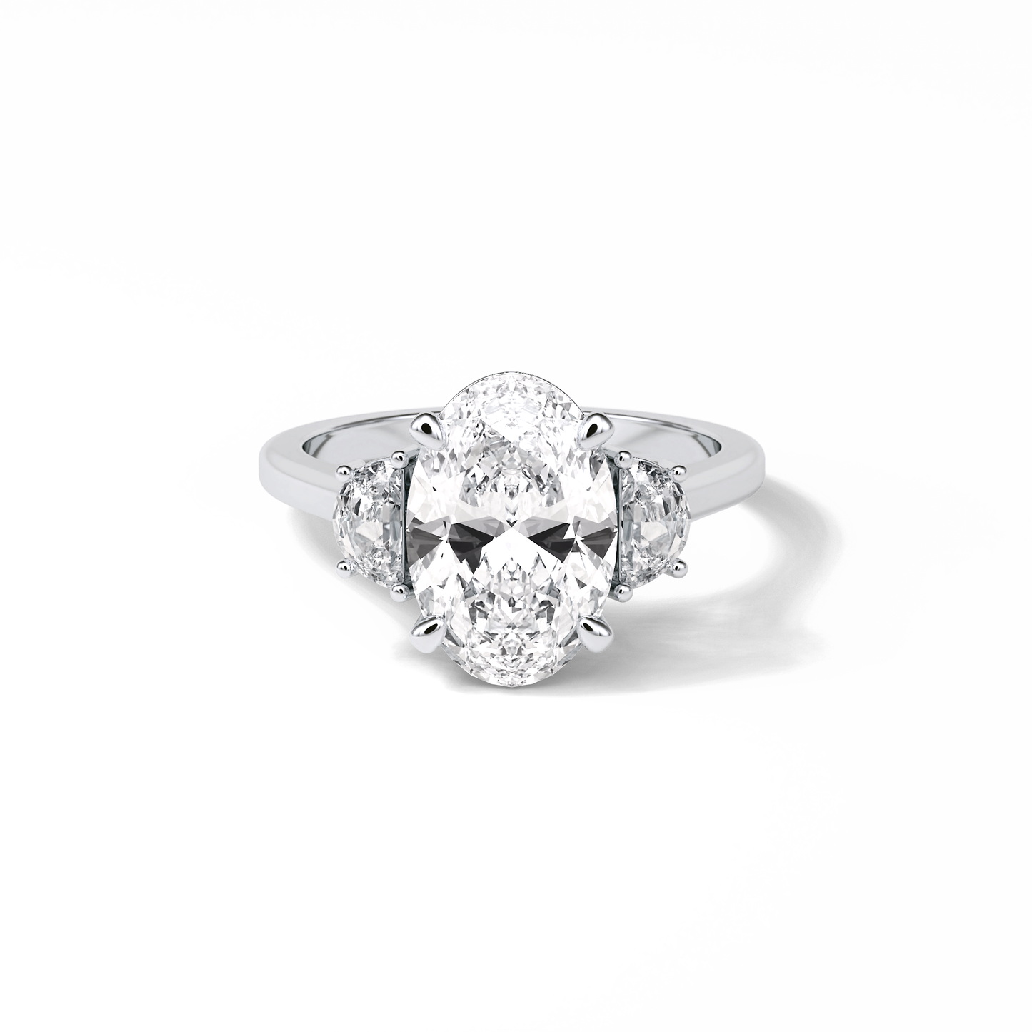 Oval Three Stones Lab Grown Diamond Engagement Ring