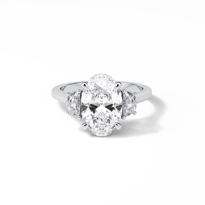 Oval Three Stones Lab Grown Diamond Engagement Ring