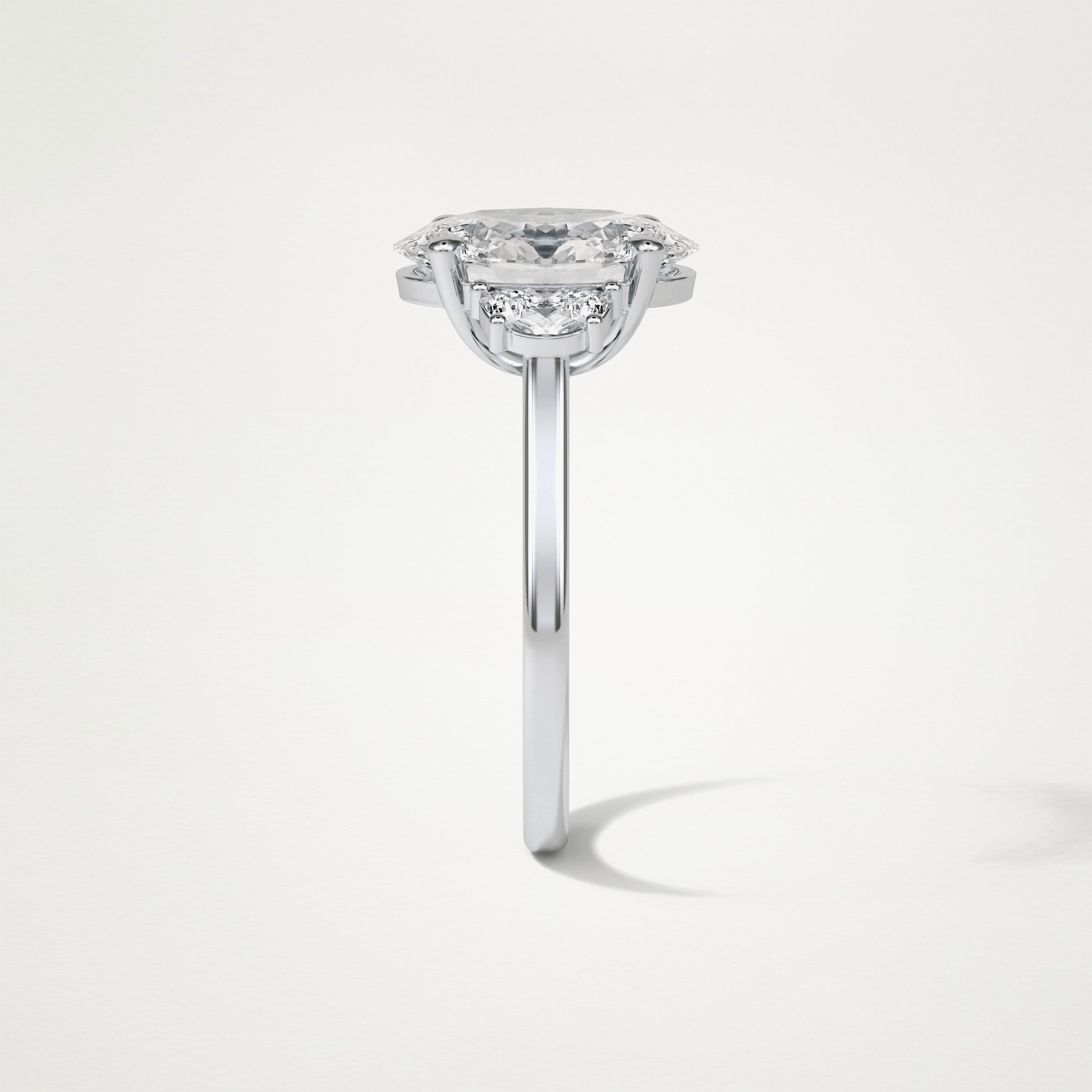 Oval Three Stones Lab Grown Diamond Engagement Ring