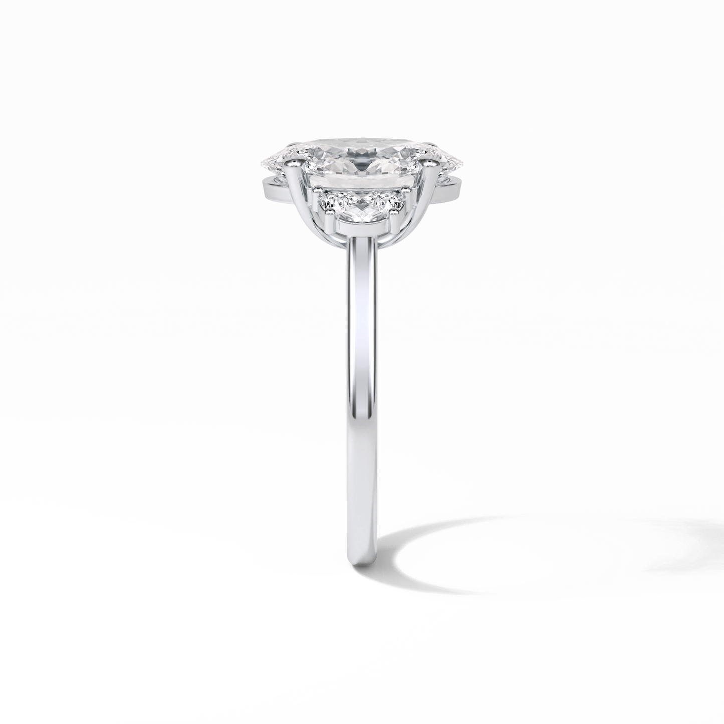 Oval Three Stones Lab Grown Diamond Engagement Ring