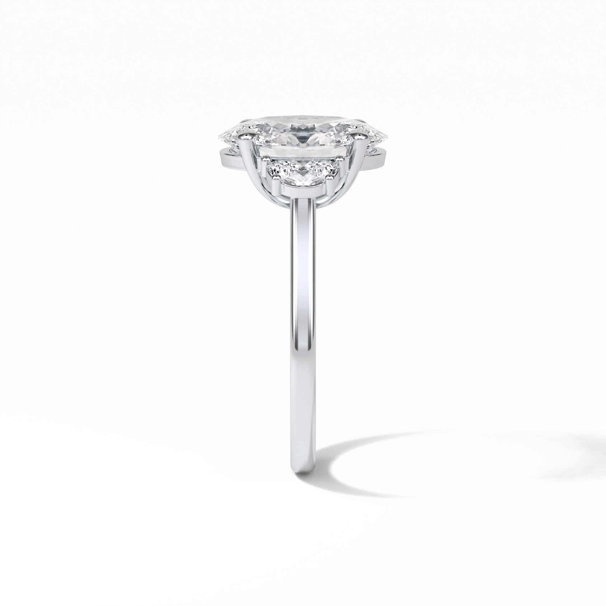 Oval Three Stones Lab Grown Diamond Engagement Ring