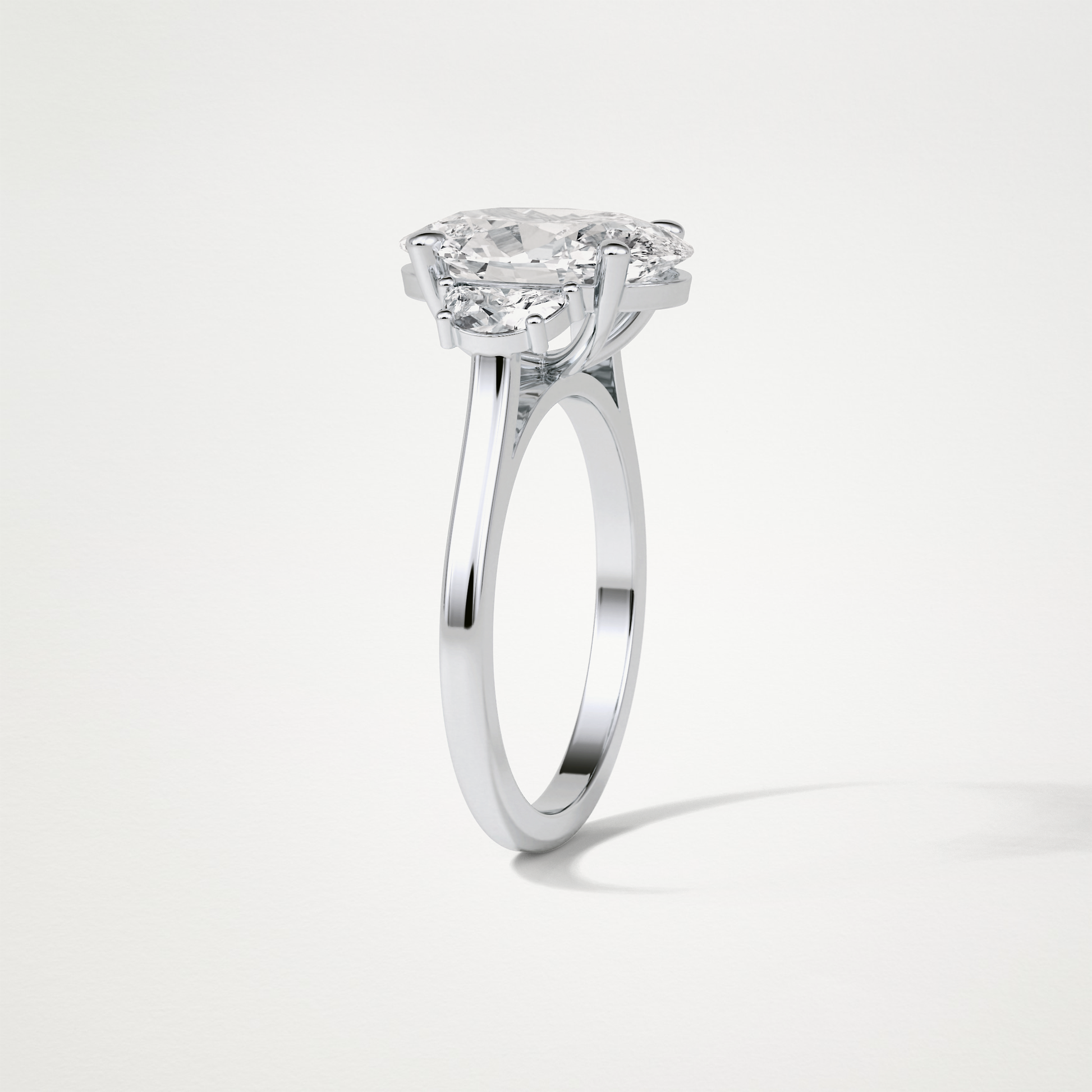 Oval Three Stones Lab Grown Diamond Engagement Ring