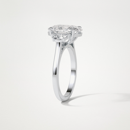 Oval Three Stones Lab Grown Diamond Engagement Ring