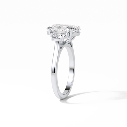 Oval Three Stones Lab Grown Diamond Engagement Ring