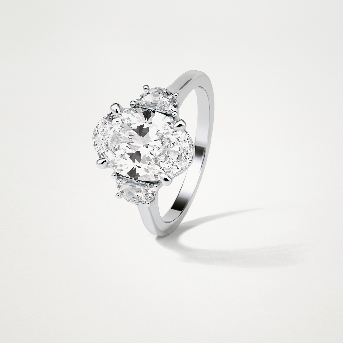 Oval Three Stones Lab Grown Diamond Engagement Ring