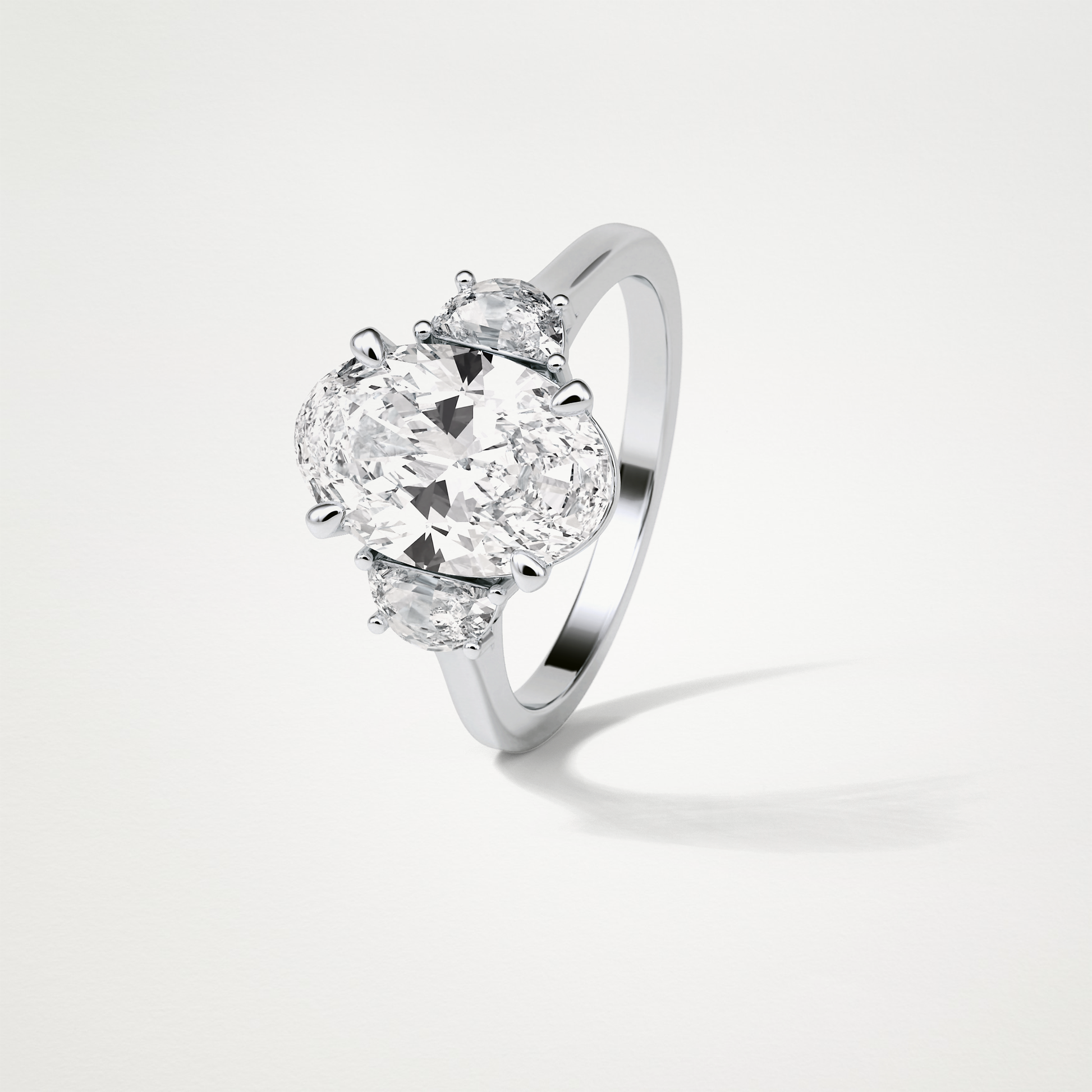 Oval Three Stones Lab Grown Diamond Engagement Ring