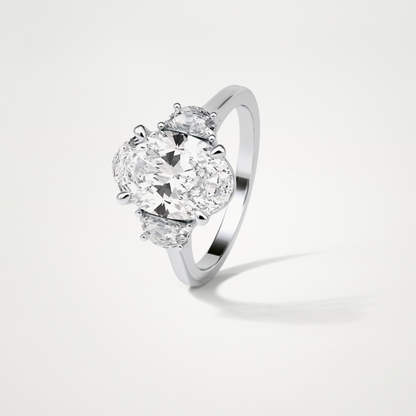 Oval Three Stones Lab Grown Diamond Engagement Ring