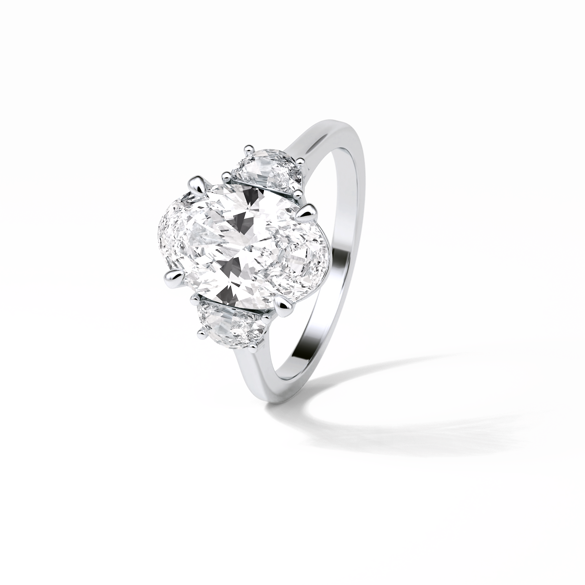 Oval Three Stones Lab Grown Diamond Engagement Ring