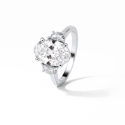 Oval Three Stones Lab Grown Diamond Engagement Ring