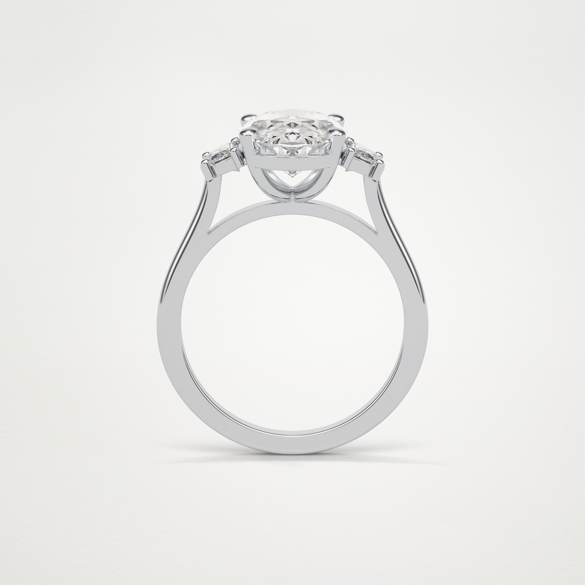Oval Three Stones Lab Grown Diamond Engagement Ring