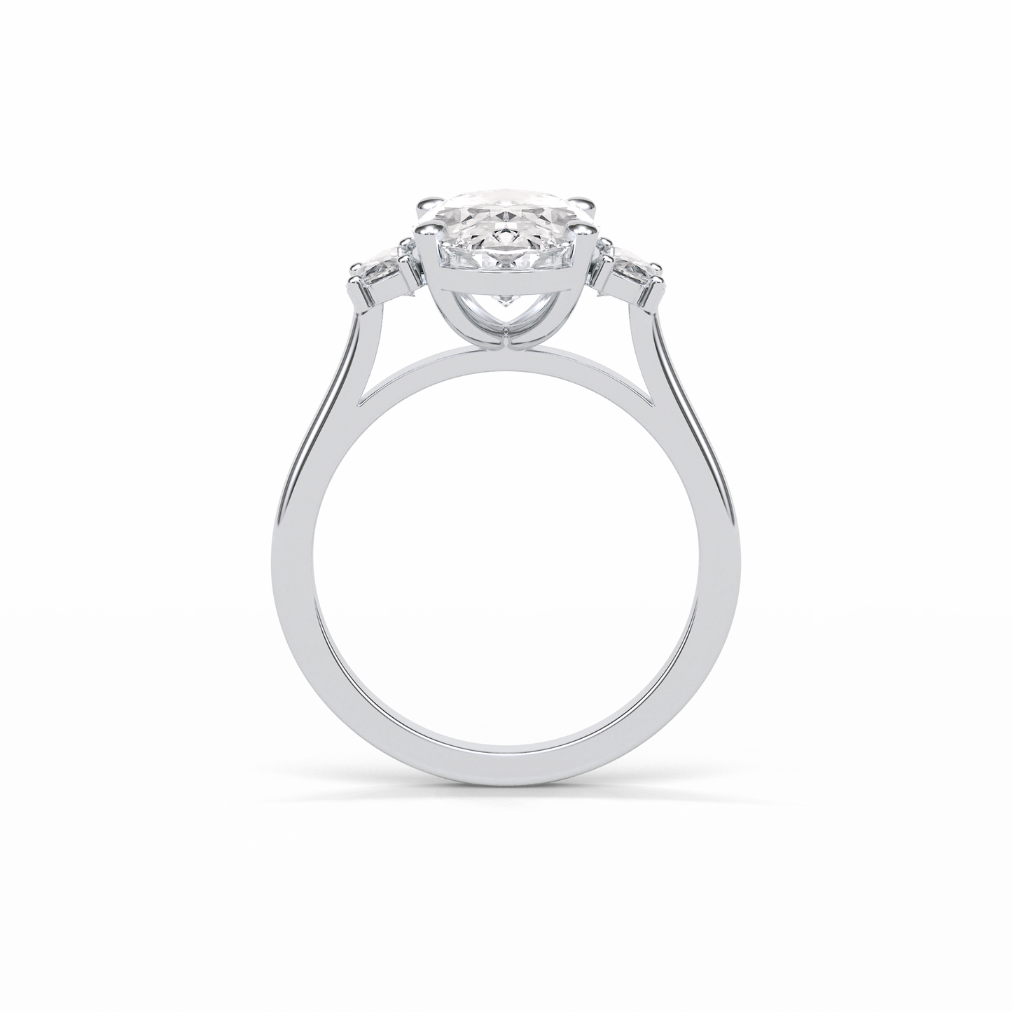 Oval Three Stones Lab Grown Diamond Engagement Ring