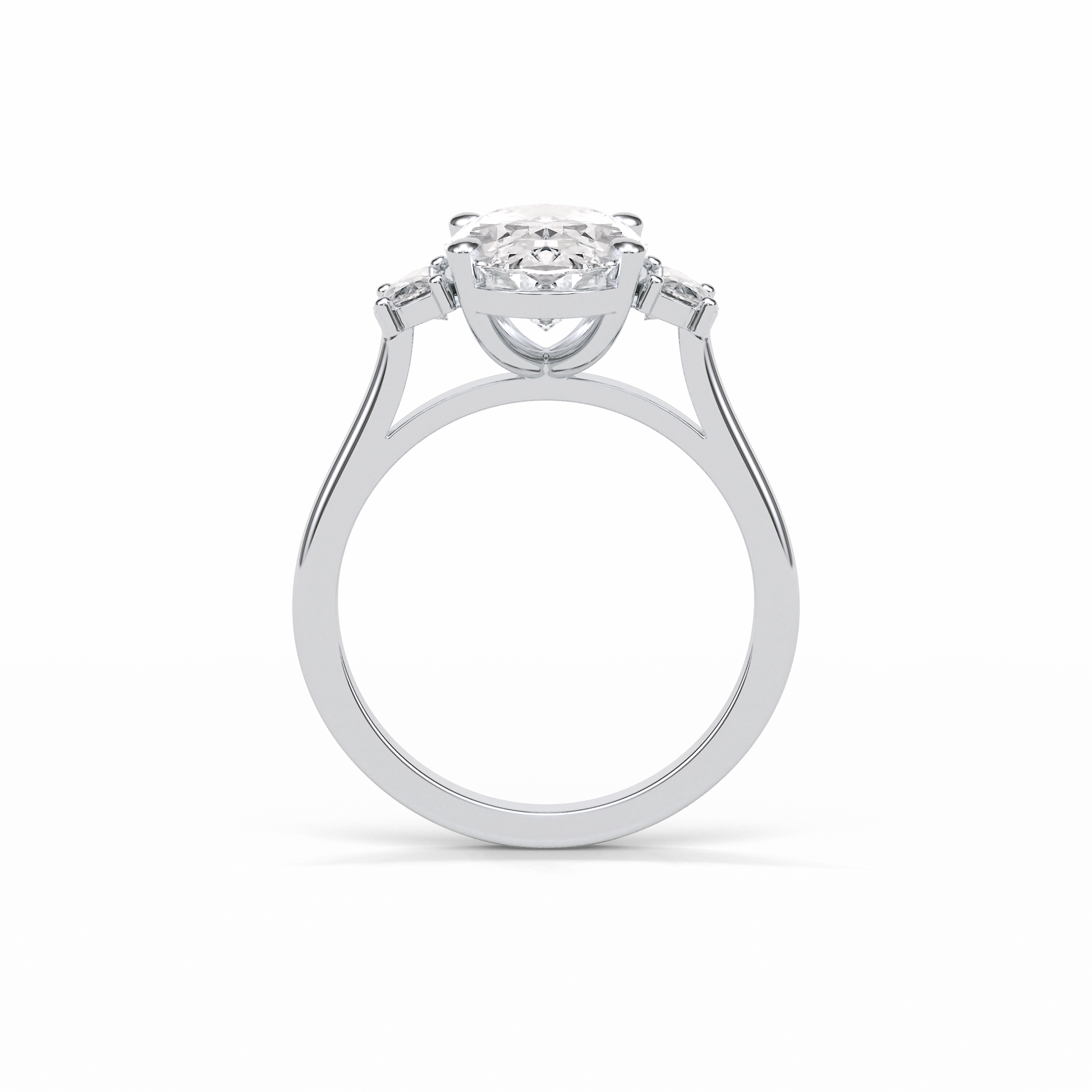 Oval Three Stones Lab Grown Diamond Engagement Ring