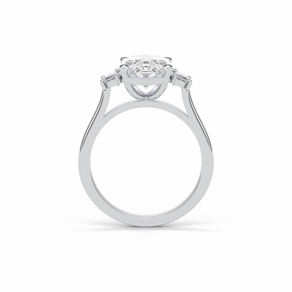 Oval Three Stones Lab Grown Diamond Engagement Ring