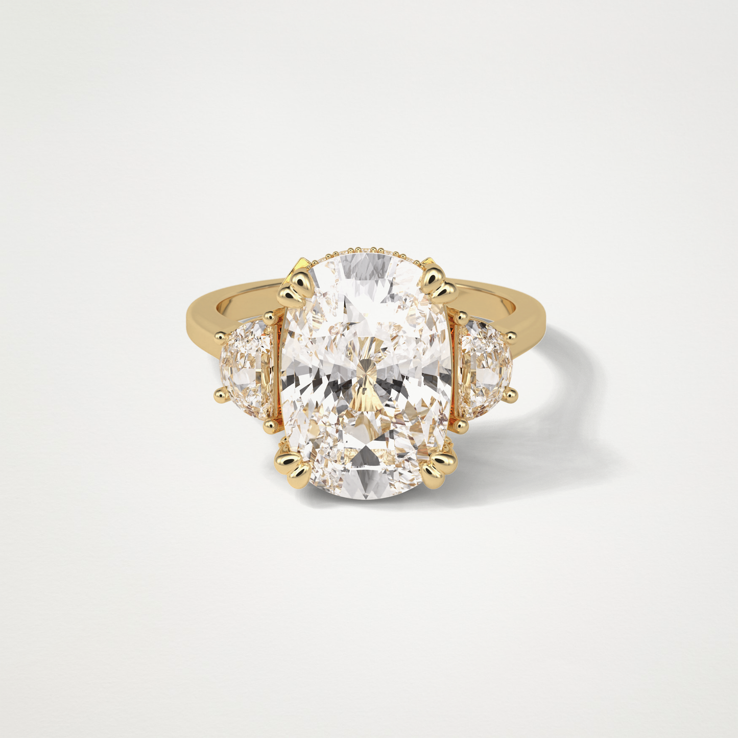 Cushion Three Stones Lab Grown Diamond Engagement Ring