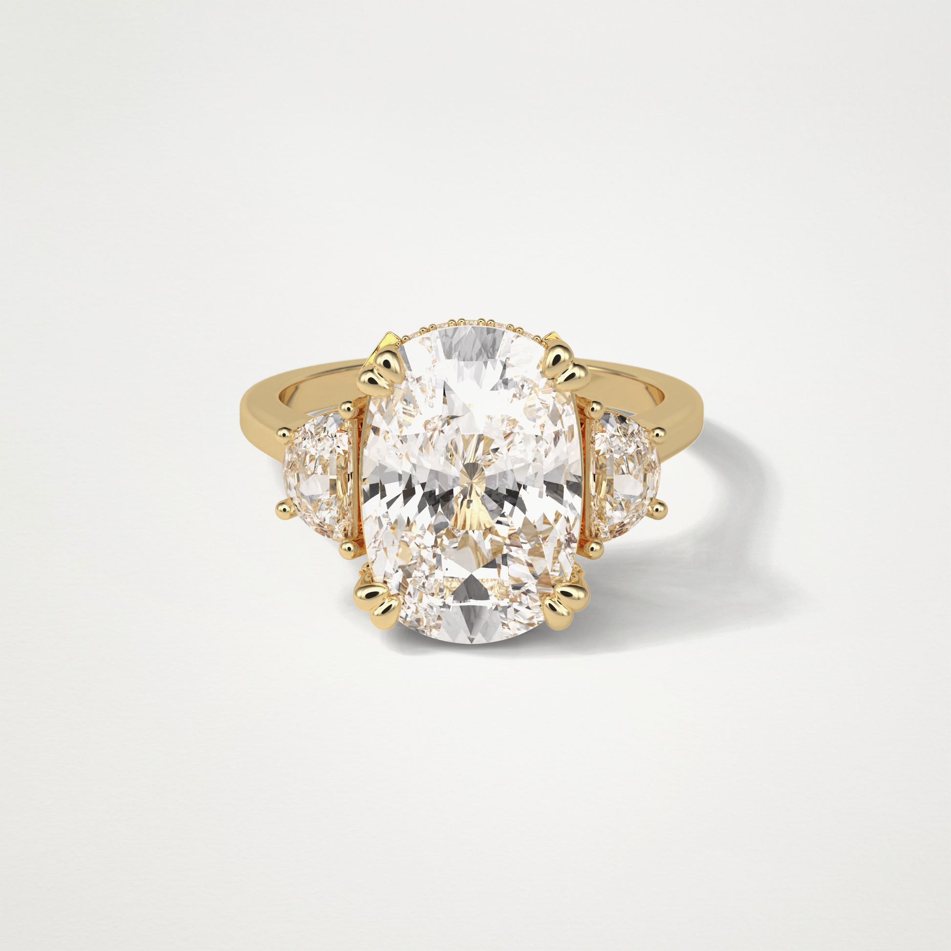 Cushion Three Stones Lab Grown Diamond Engagement Ring