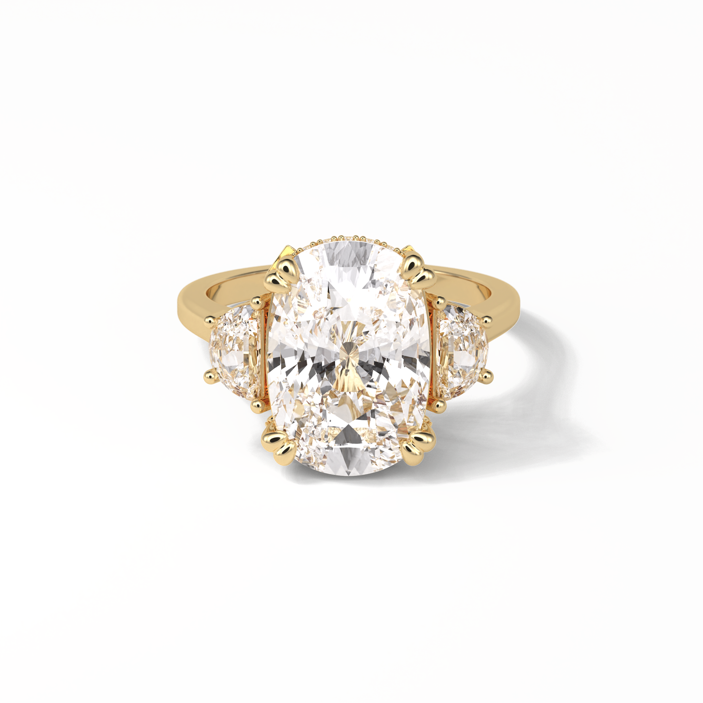 Cushion Three Stones Lab Grown Diamond Engagement Ring