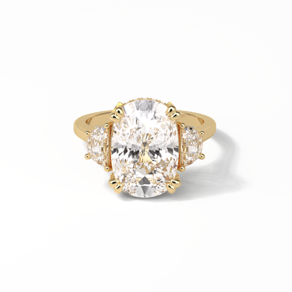Cushion Three Stones Lab Grown Diamond Engagement Ring